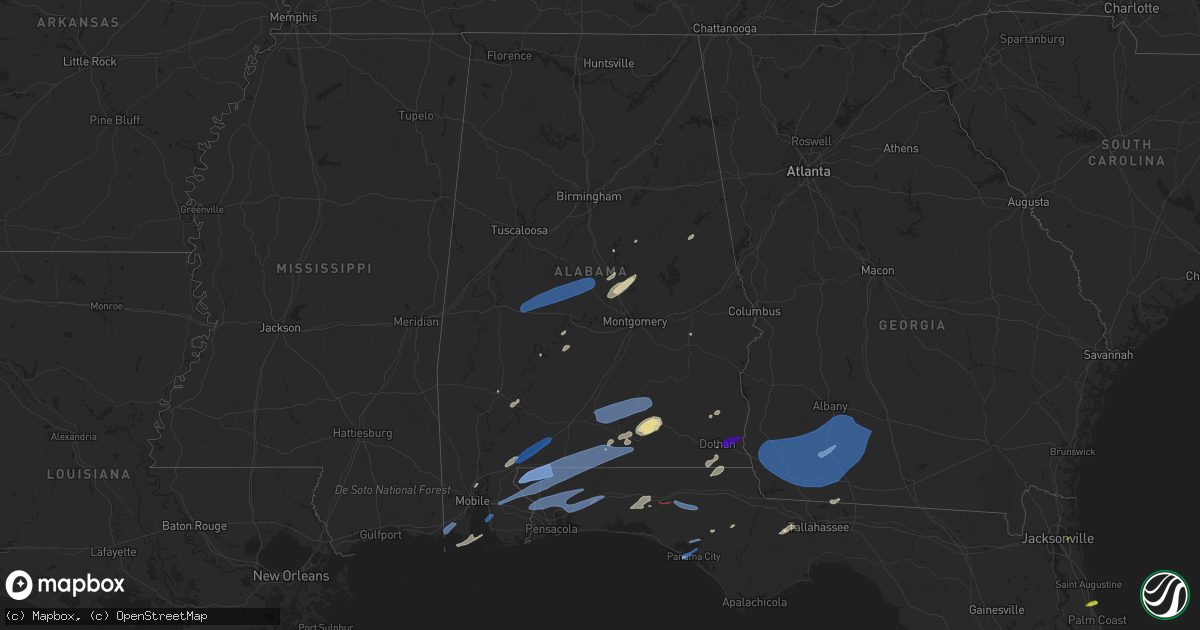 Hail map in Alabama on March 18, 2022