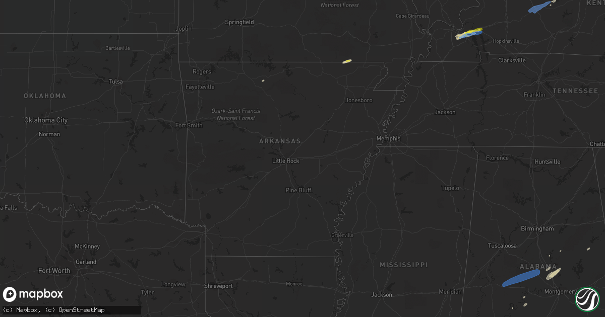 Hail map in Arkansas on March 18, 2022