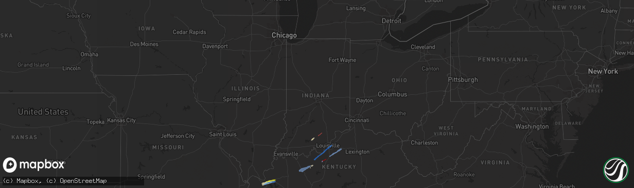 Hail map in Indiana on March 18, 2022