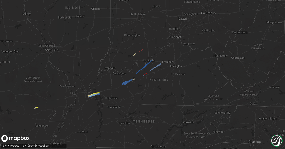 Hail map in Kentucky on March 18, 2022