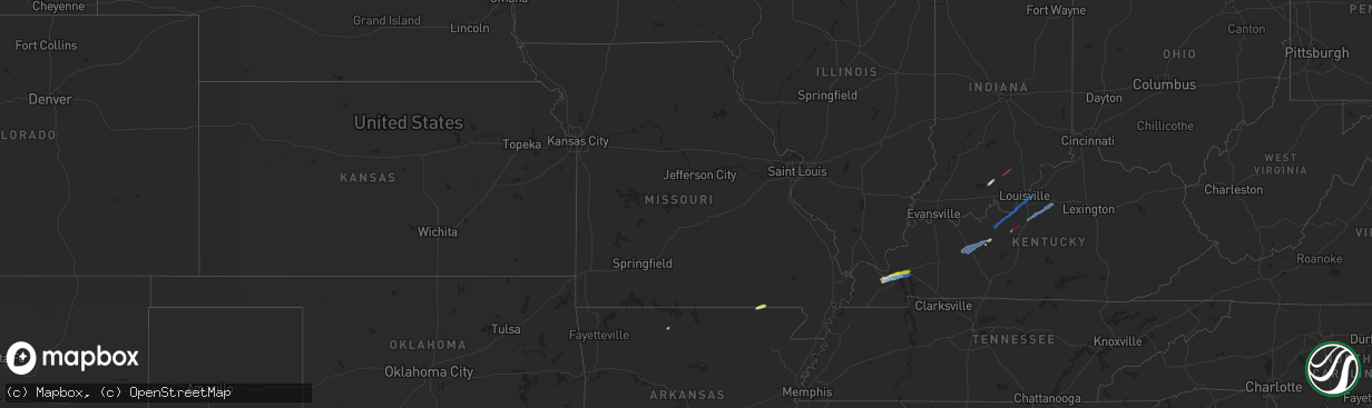 Hail map in Missouri on March 18, 2022