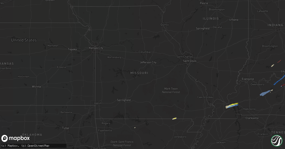 Hail map in Missouri on March 18, 2022