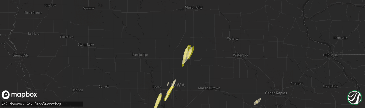 Hail map in Alden, IA on March 18, 2025