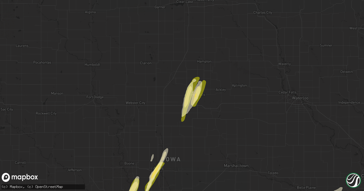 Hail map in Alden, IA on March 18, 2025