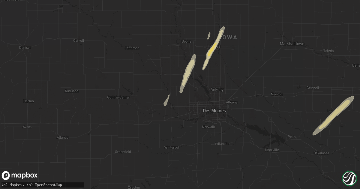 Hail map in Dallas Center, IA on March 18, 2025