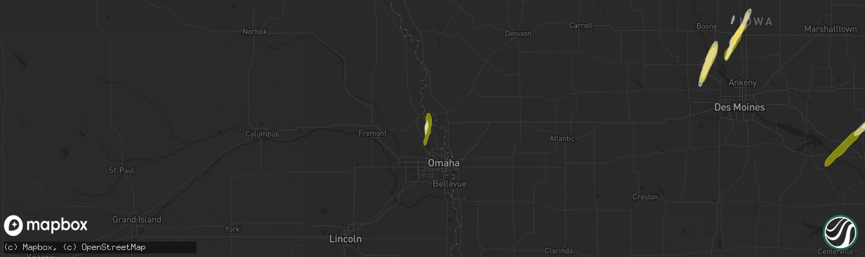 Hail map in Fort Calhoun, NE on March 18, 2025