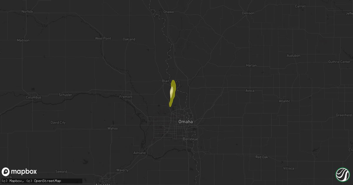Hail map in Fort Calhoun, NE on March 18, 2025