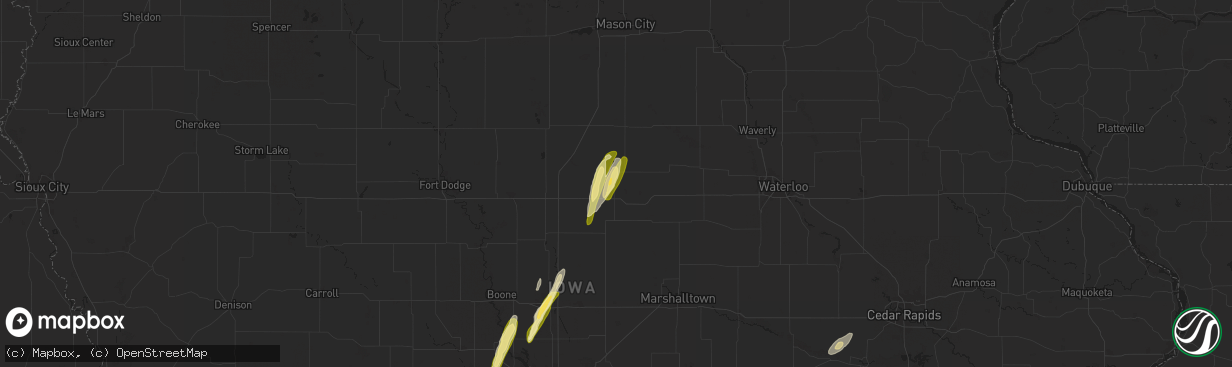 Hail map in Iowa Falls, IA on March 18, 2025