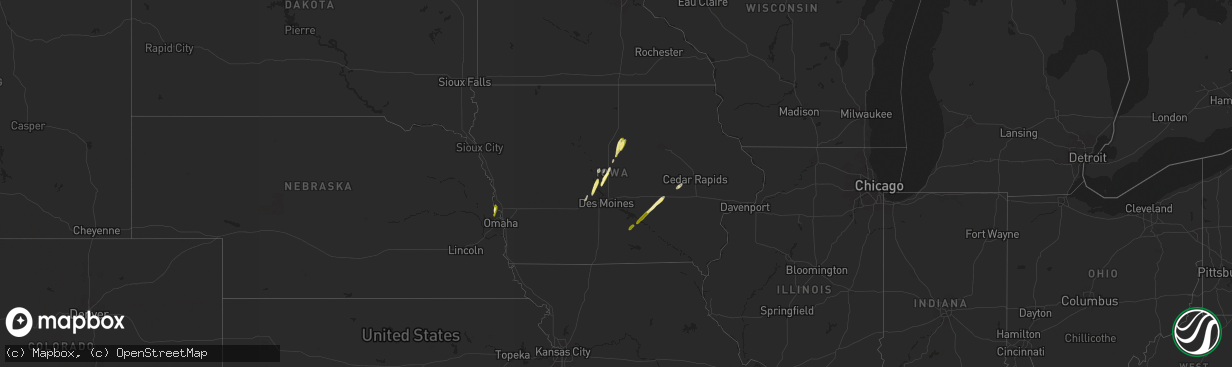 Hail map in Iowa on March 18, 2025