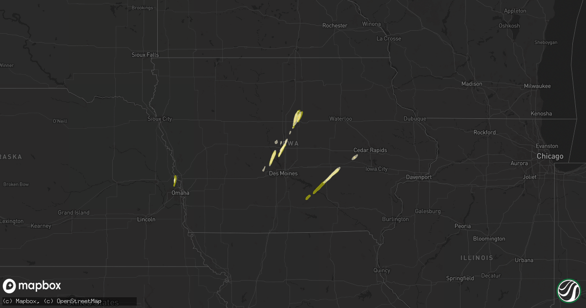 Hail map in Iowa on March 18, 2025