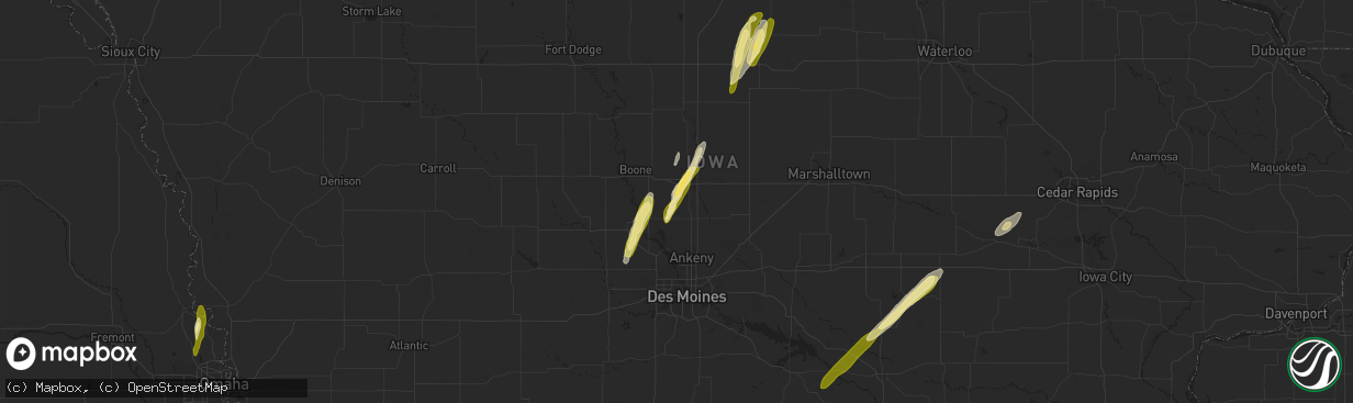 Hail map in Kelley, IA on March 18, 2025