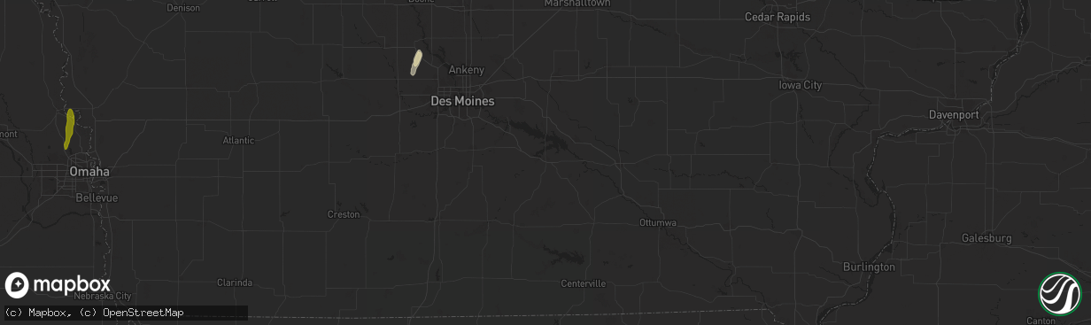 Hail map in Knoxville, IA on March 18, 2025