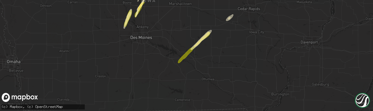 Hail map in Leighton, IA on March 18, 2025