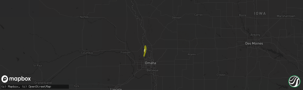 Hail map in Missouri Valley, IA on March 18, 2025