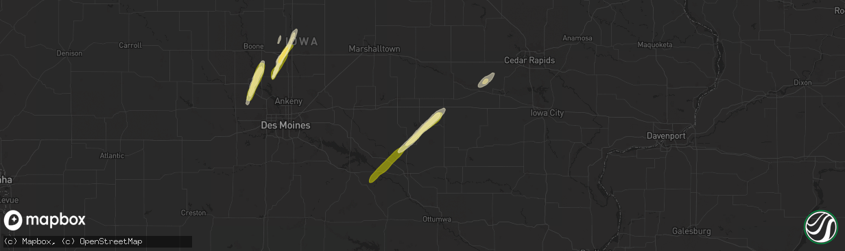 Hail map in Montezuma, IA on March 18, 2025