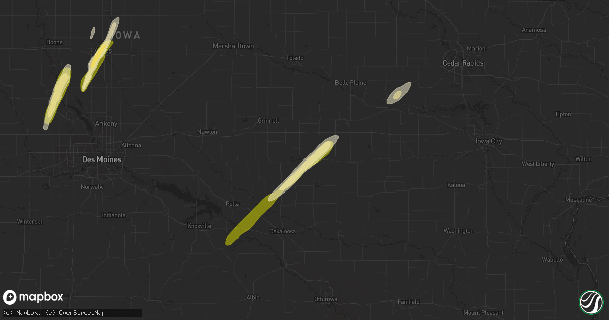 Hail map in Montezuma, IA on March 18, 2025
