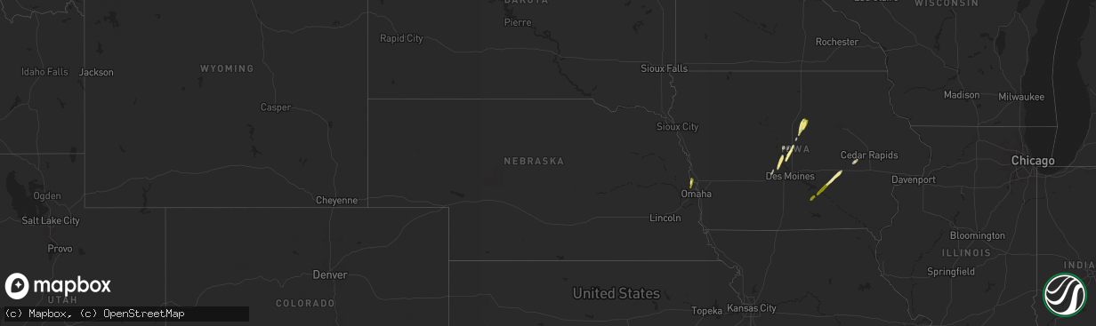 Hail map in Nebraska on March 18, 2025