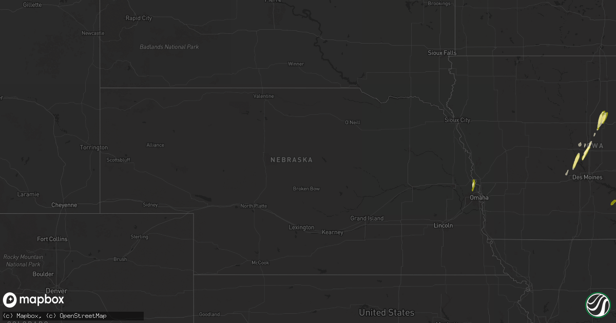 Hail map in Nebraska on March 18, 2025