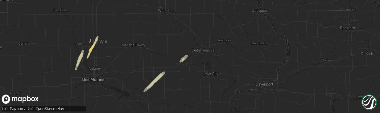 Hail map in Norway, IA on March 18, 2025