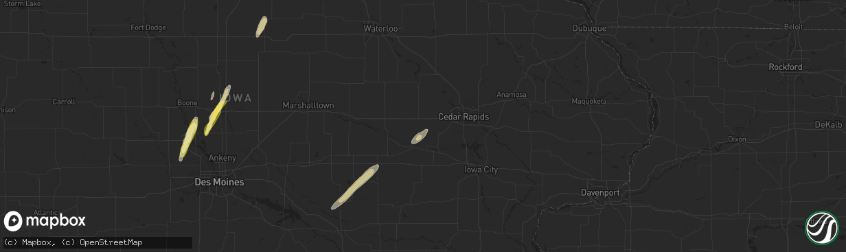 Hail map in Watkins, IA on March 18, 2025