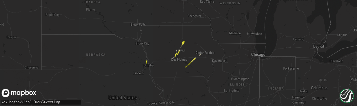 Hail map on March 18, 2025