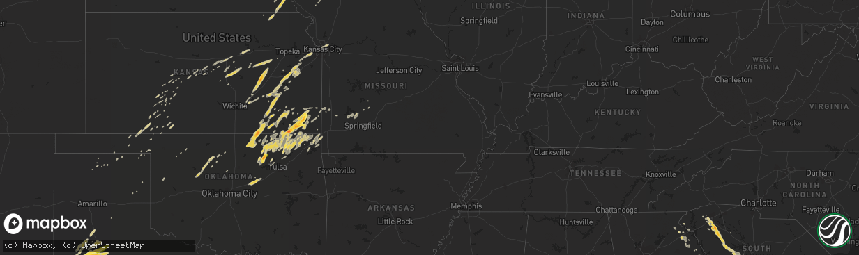 Hail map on March 19, 2011