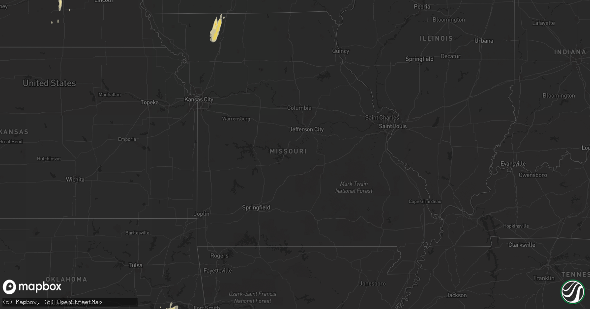 Hail map in Missouri on March 19, 2012