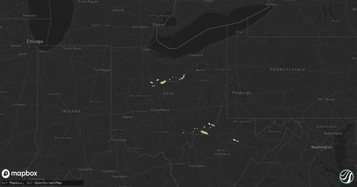Hail map in Ohio on March 19, 2012