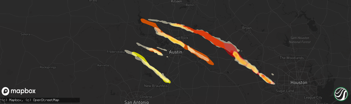 Hail map in Austin, TX on March 19, 2013