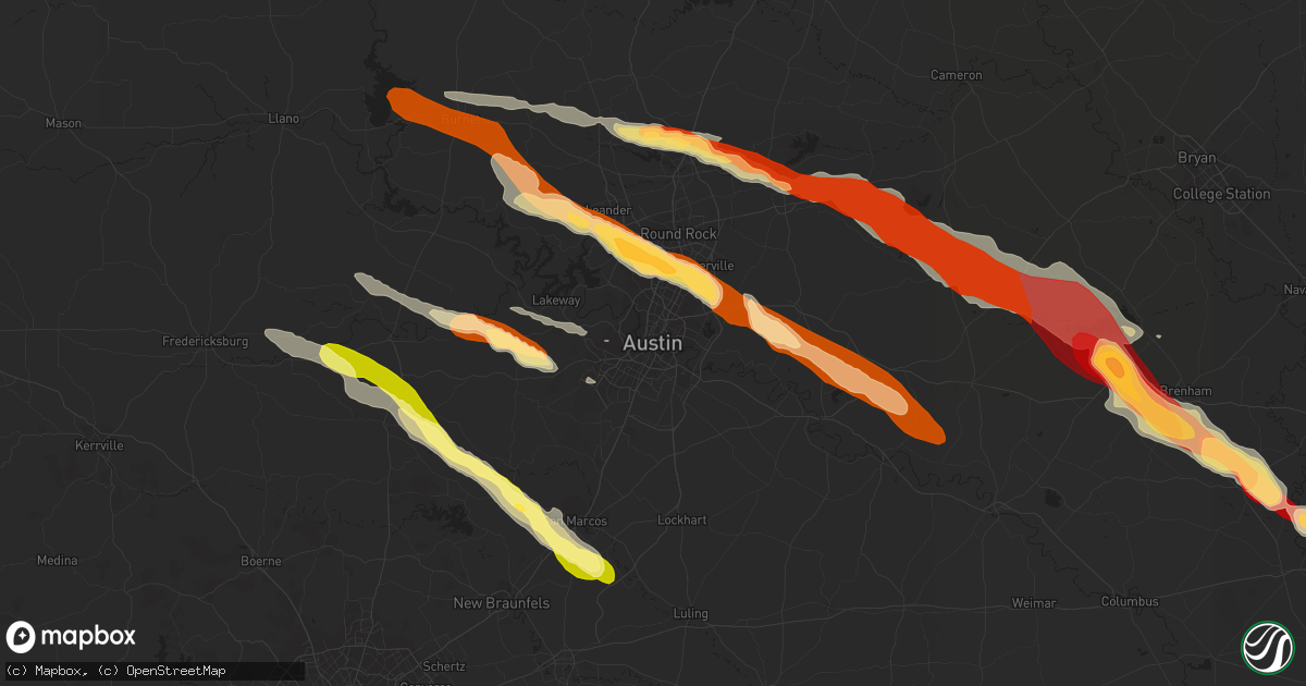Hail map in Austin, TX on March 19, 2013