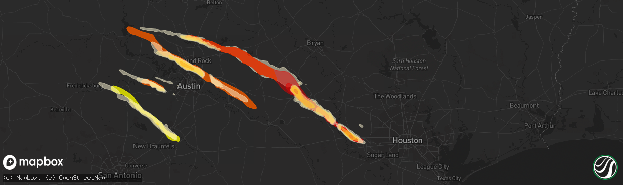 Hail map in Brenham, TX on March 19, 2013