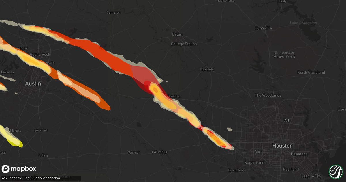 Hail map in Brenham, TX on March 19, 2013