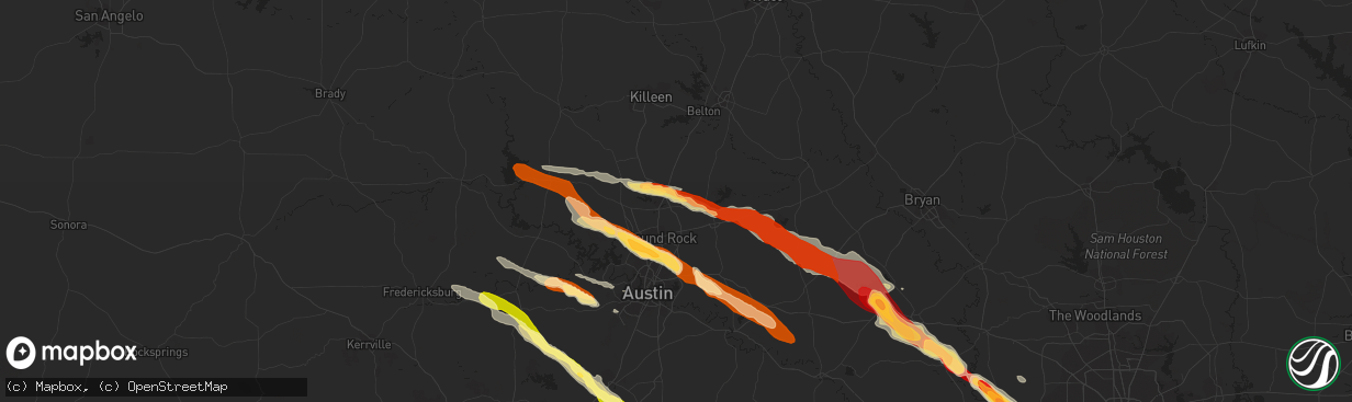 Hail map in Georgetown, TX on March 19, 2013