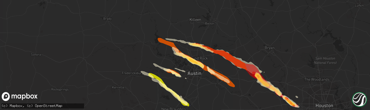 Hail map in Leander, TX on March 19, 2013