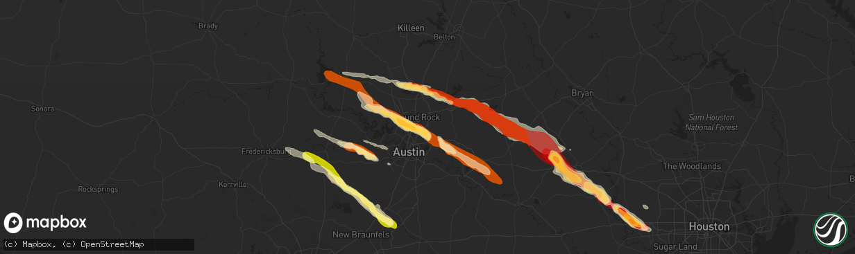 Hail map in Pflugerville, TX on March 19, 2013