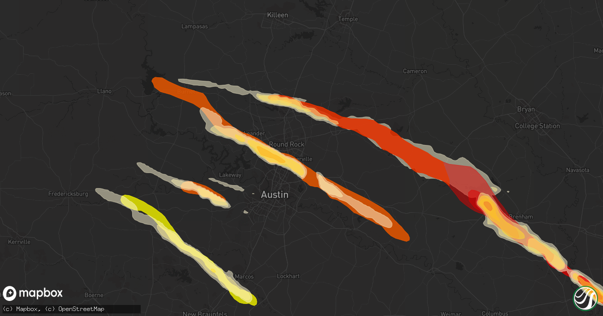 Hail map in Pflugerville, TX on March 19, 2013