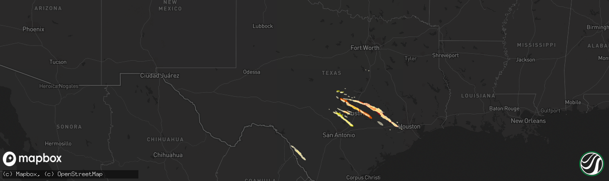 Hail map in Texas on March 19, 2013