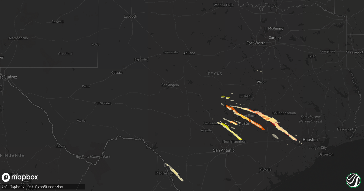 Hail map in Texas on March 19, 2013