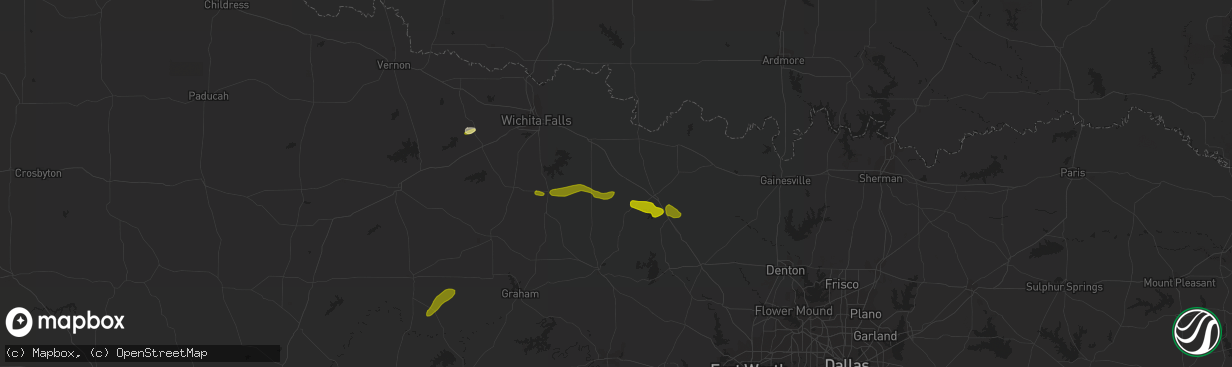 Hail map in Bellevue, TX on March 19, 2015