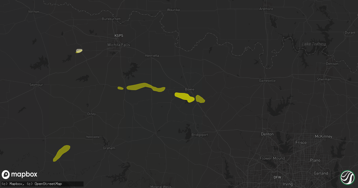 Hail map in Bowie, TX on March 19, 2015