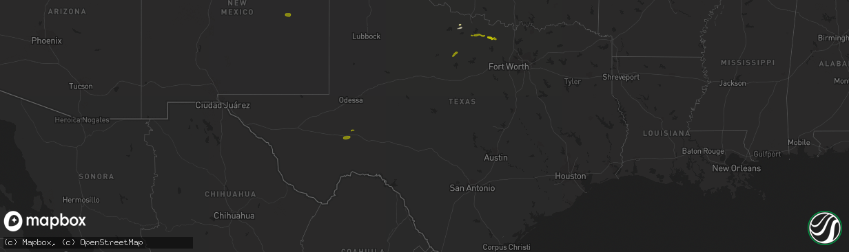 Hail map in Texas on March 19, 2015