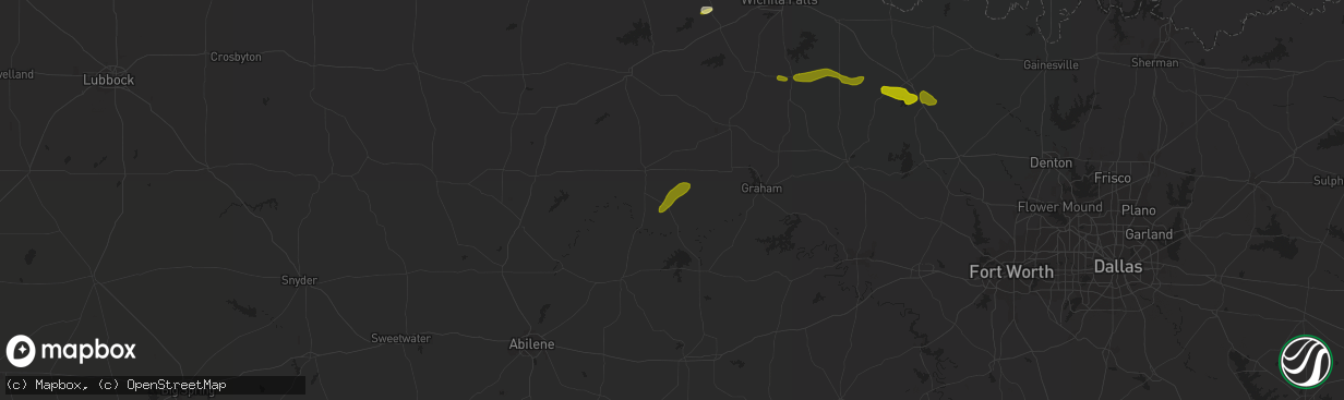 Hail map in Woodson, TX on March 19, 2015