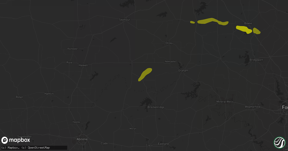 Hail map in Woodson, TX on March 19, 2015