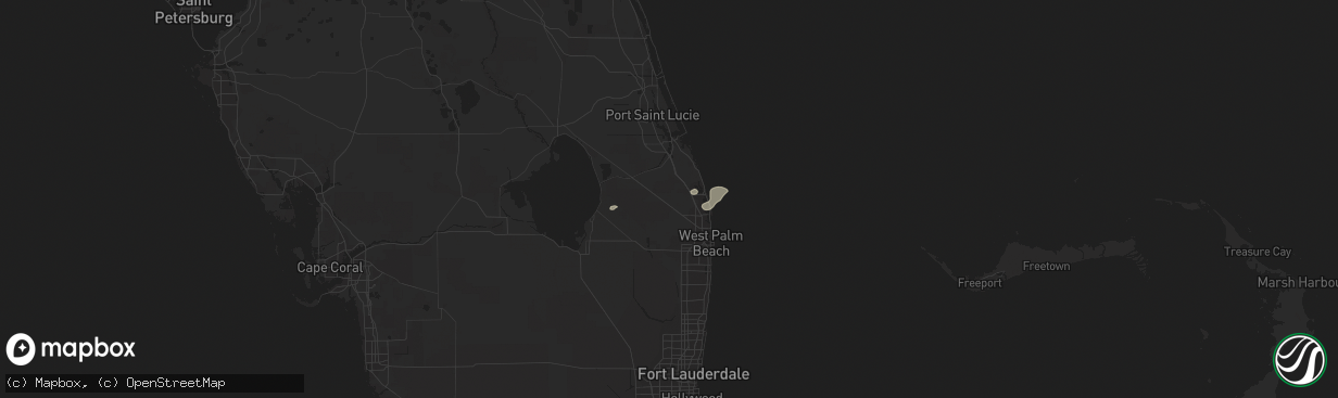 Hail map in Palm Beach Gardens, FL on March 19, 2016