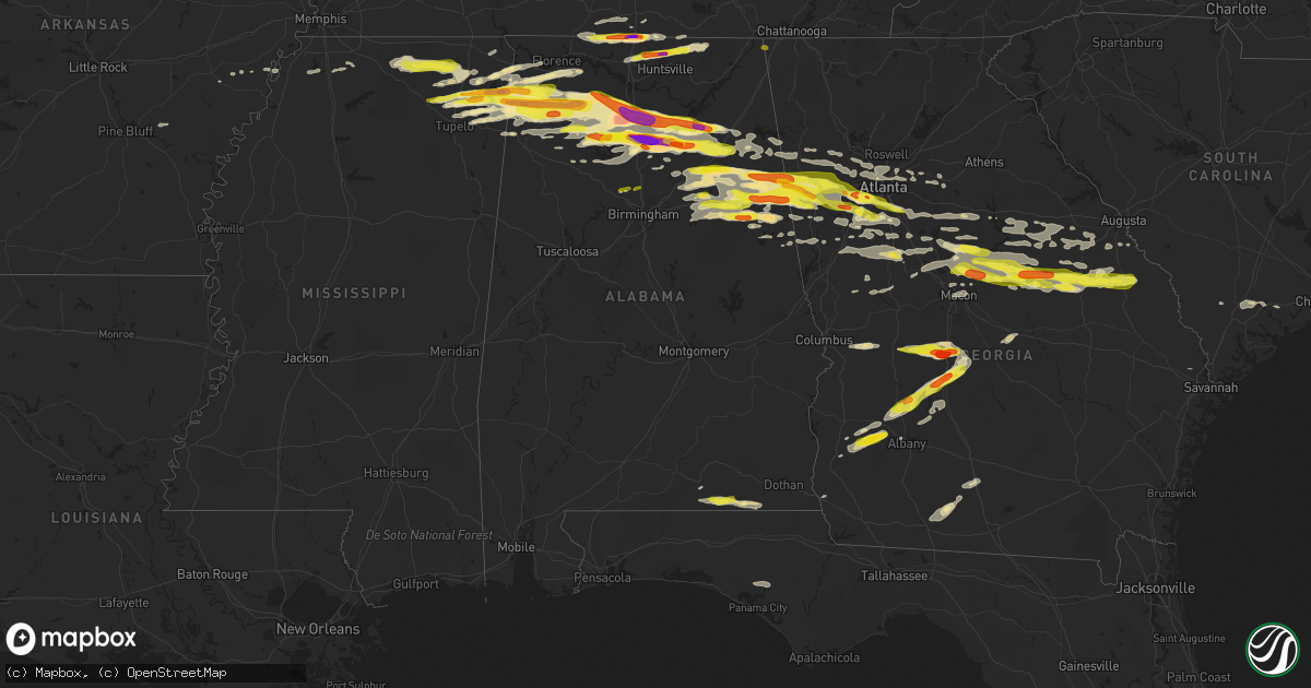 Hail map in Alabama on March 19, 2018