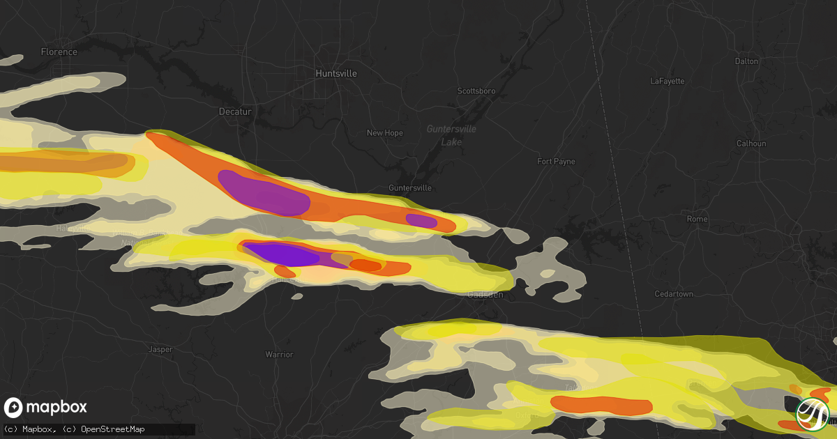 Hail map in Albertville, AL on March 19, 2018