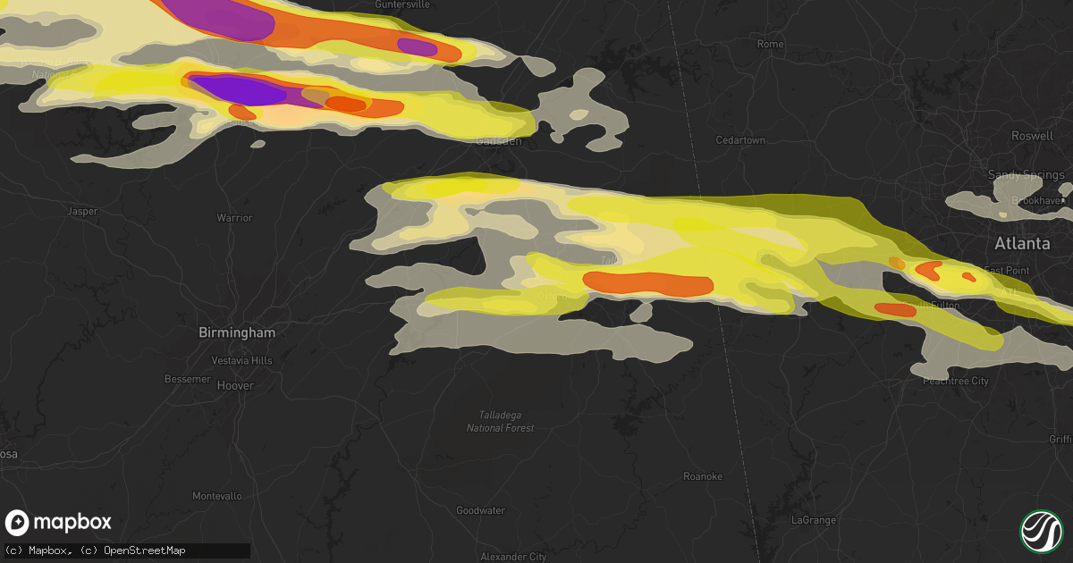 Hail map in Anniston, AL on March 19, 2018