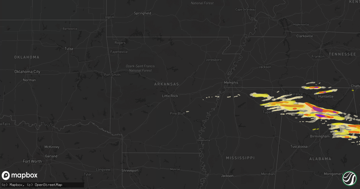 Hail map in Arkansas on March 19, 2018