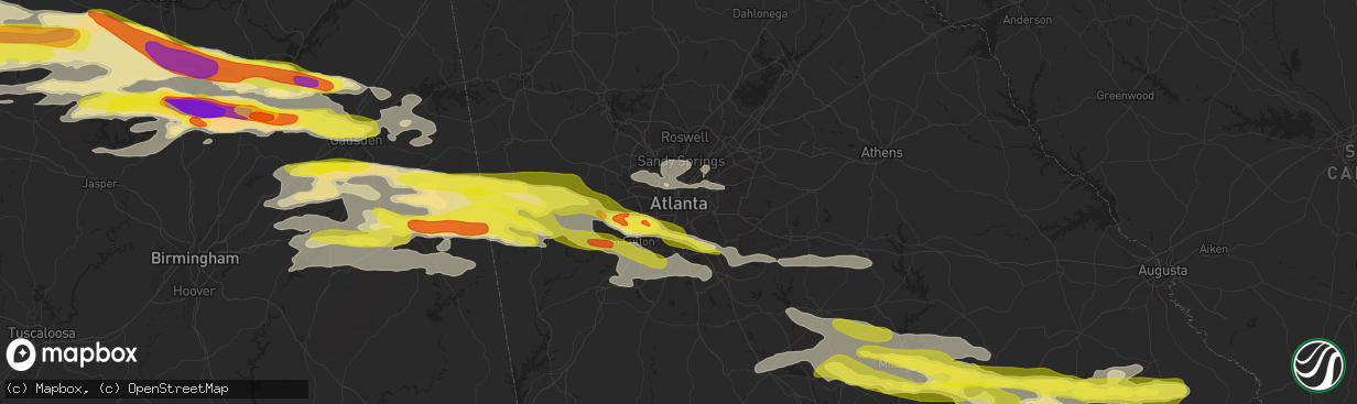 Hail map in Atlanta, GA on March 19, 2018