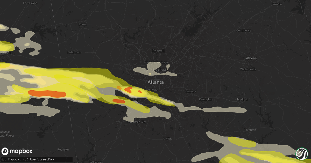 Hail map in Atlanta, GA on March 19, 2018